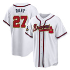 Atlanta Braves #27 Austin Riley Player White Gold Home Game Stitched Baseball Jersey
