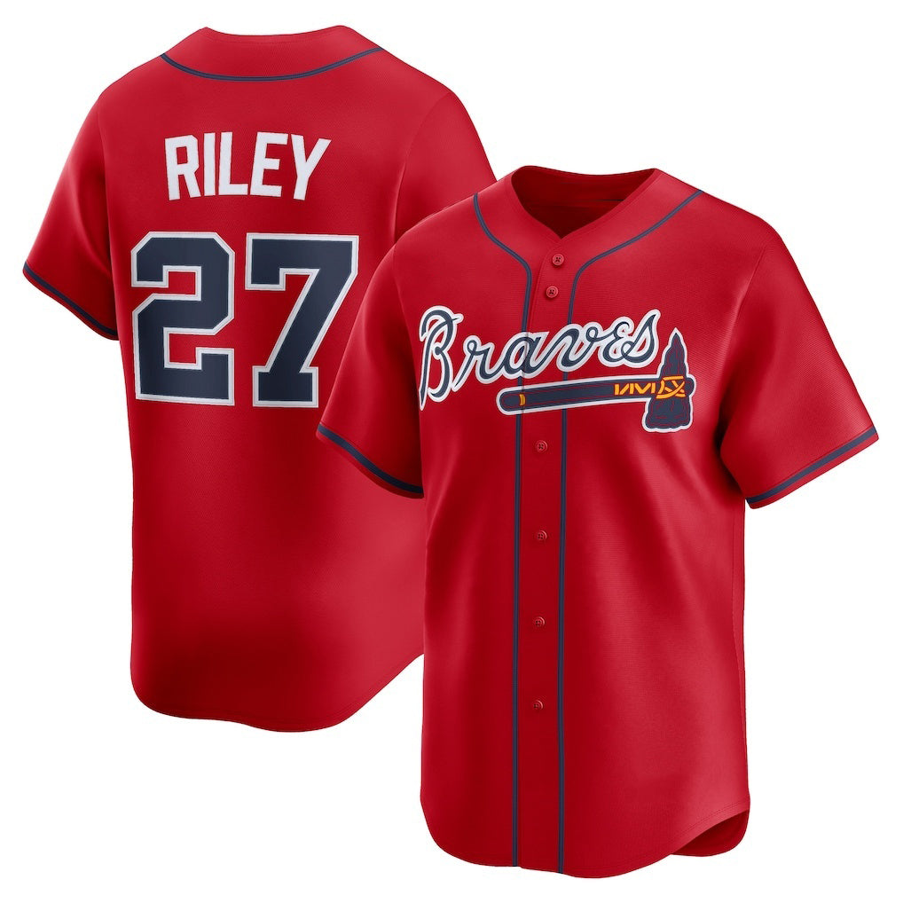 Atlanta Braves #27 Austin Riley Red Alternate Limited Player Baseball Jersey