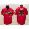 Atlanta Braves #27 Austin Riley Red Gold World Series Champions Program Cool Base Stitched Baseball Jersey