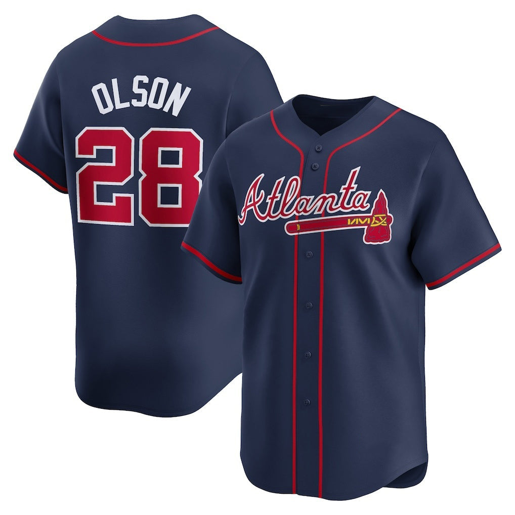 Atlanta Braves #28 Matt Olson Navy Alternate Limited Player Baseball Jersey