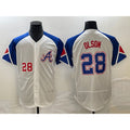 Atlanta Braves #28 Matt Olson Number White 2023 City Connect Flex Base Stitched Baseball Jersey