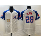 Atlanta Braves #28 Matt Olson Number White 2023 City Connect Flex Base Stitched Baseball Jersey