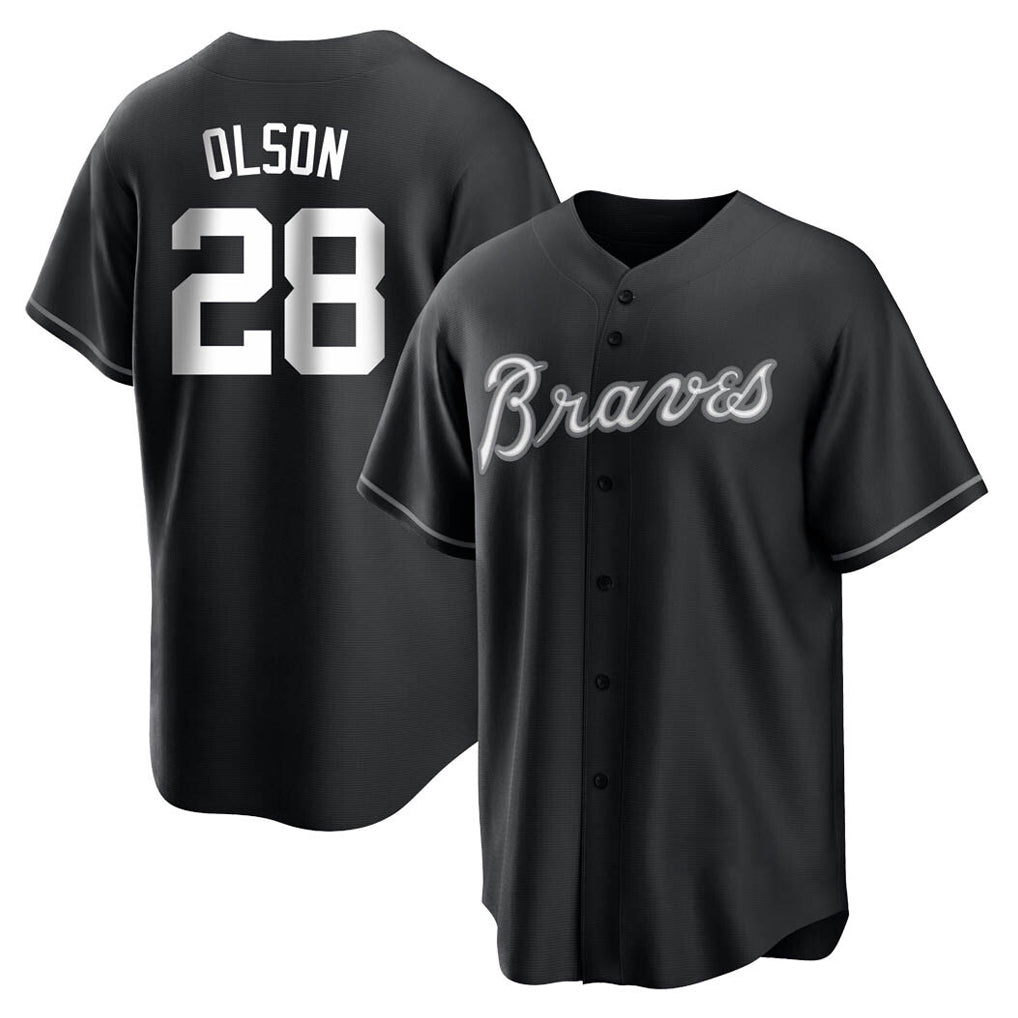 Atlanta Braves #28 Matt Olson Player Black Home Game Stitched Baseball Jersey