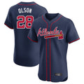 Atlanta Braves #28 Matt Olson Player Navy Limited Elite Home Game Stitched Baseball Jersey