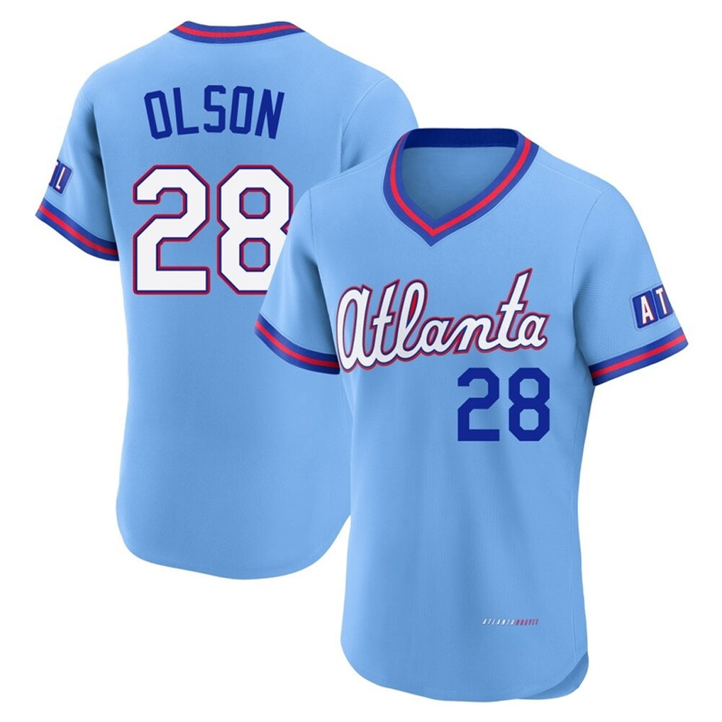 Atlanta Braves #28 Matt Olson Player Powder Blue 2026 City Connect T-shirt Limited Elite Home Game Stitched Baseball Jersey