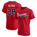 Atlanta Braves #28 Matt Olson Player Red Limited Elite Home Game Stitched Baseball Jersey