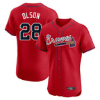 Atlanta Braves #28 Matt Olson Player Red Limited Elite Home Game Stitched Baseball Jersey