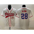 Atlanta Braves #28 Matt Olson White Cool Base With Patch Stitched Baseball Jersey
