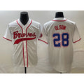 Atlanta Braves #28 Matt Olson White Cool Base With Patch Stitched Baseball Jersey