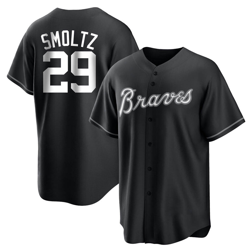 Atlanta Braves #29 John Smoltz Player Black Home Game Stitched Baseball Jersey