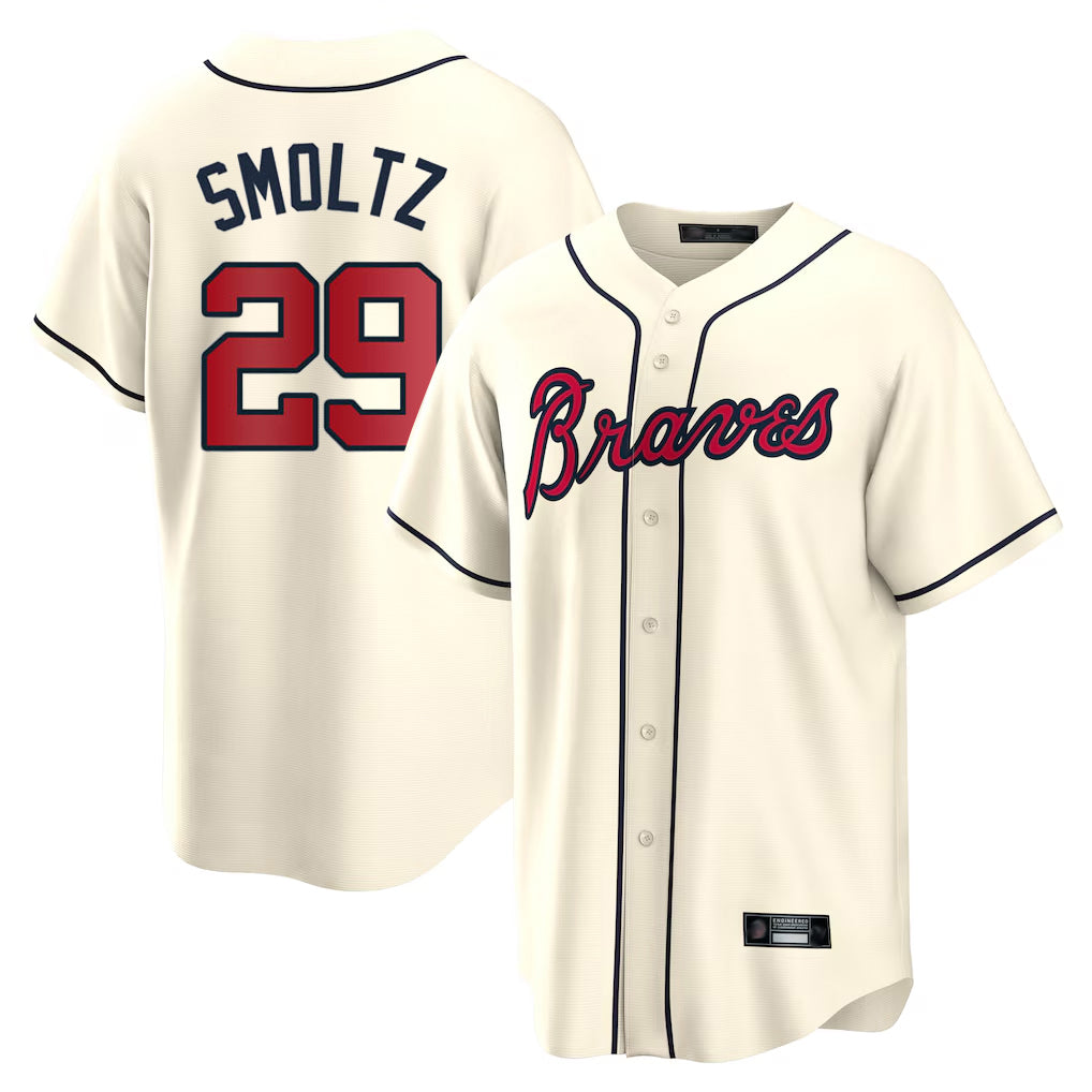 Atlanta Braves #29 John Smoltz Player Cream Home Game Stitched Baseball Jersey