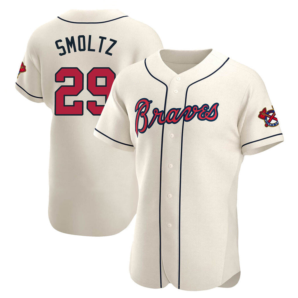 Atlanta Braves #29 John Smoltz Player Cream Limited Elite Home Game Stitched Baseball Jersey