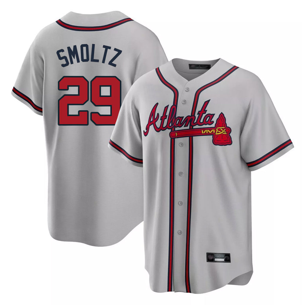 Atlanta Braves #29 John Smoltz Player Gray Home Game Stitched Baseball Jersey