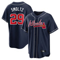 Atlanta Braves #29 John Smoltz Player Navy Home Game Stitched Baseball Jersey