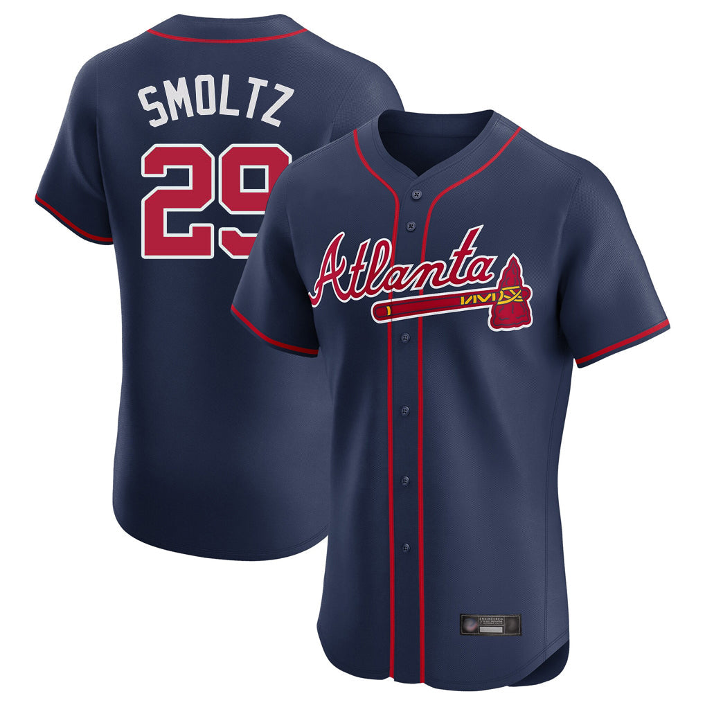 Atlanta Braves #29 John Smoltz Player Navy Limited Elite Home Game Stitched Baseball Jersey