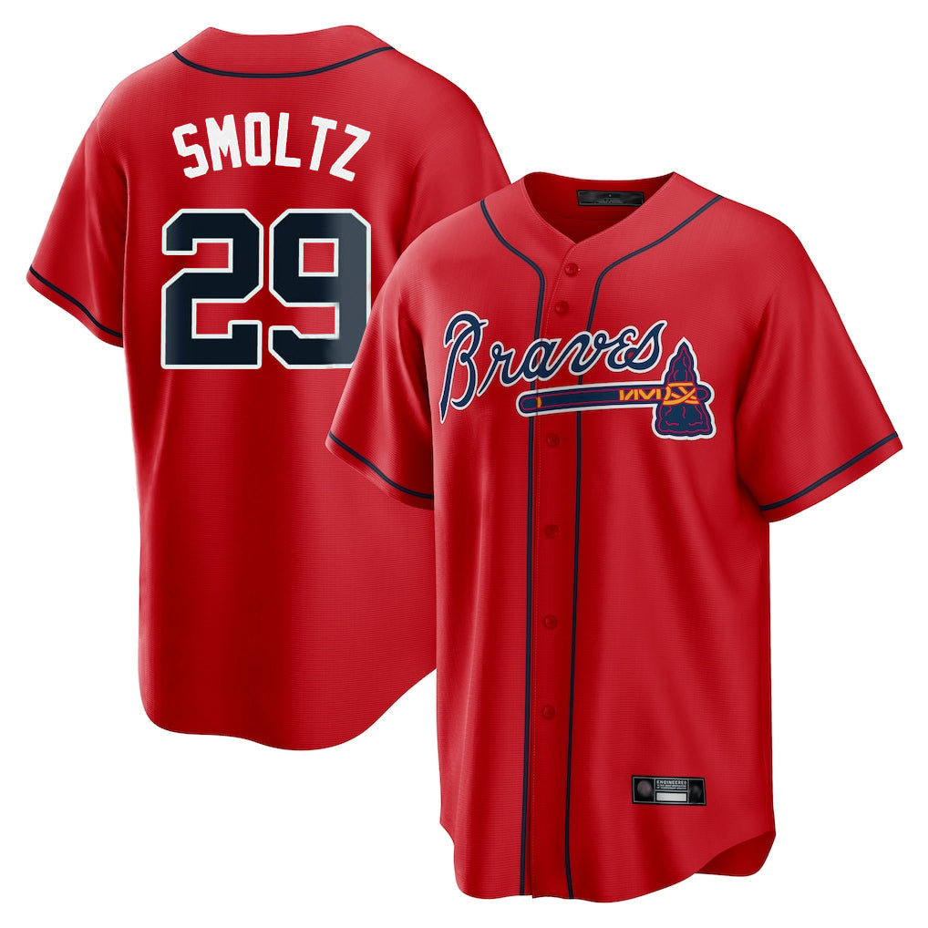 Atlanta Braves #29 John Smoltz Player Red Home Game Stitched Baseball Jersey