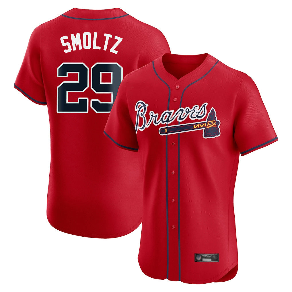 Atlanta Braves #29 John Smoltz Player Red Limited Elite Home Game Stitched Baseball Jersey