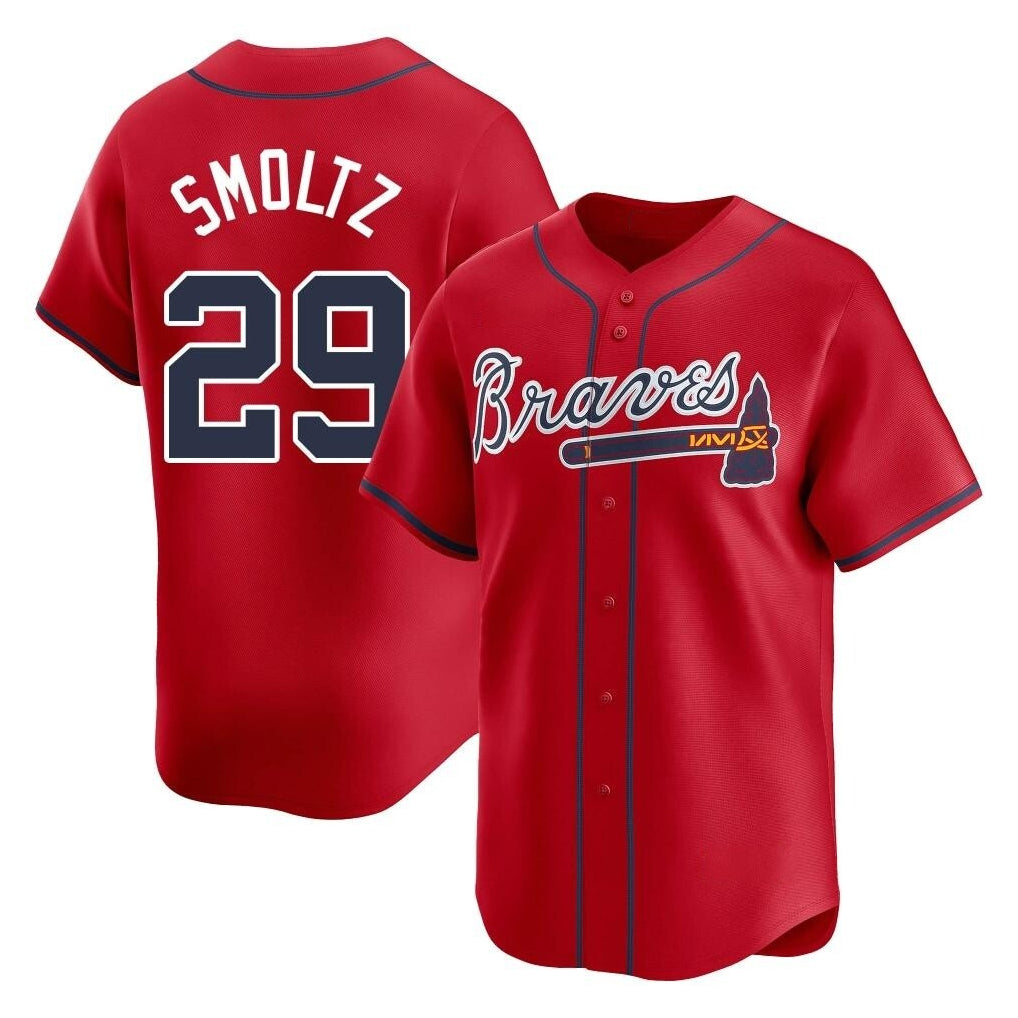 Atlanta Braves #29 John Smoltz Player Red Limited Home Game Stitched Baseball Jersey