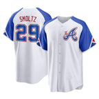Atlanta Braves #29 John Smoltz Player White City Connect Home Game Stitched Baseball Jersey