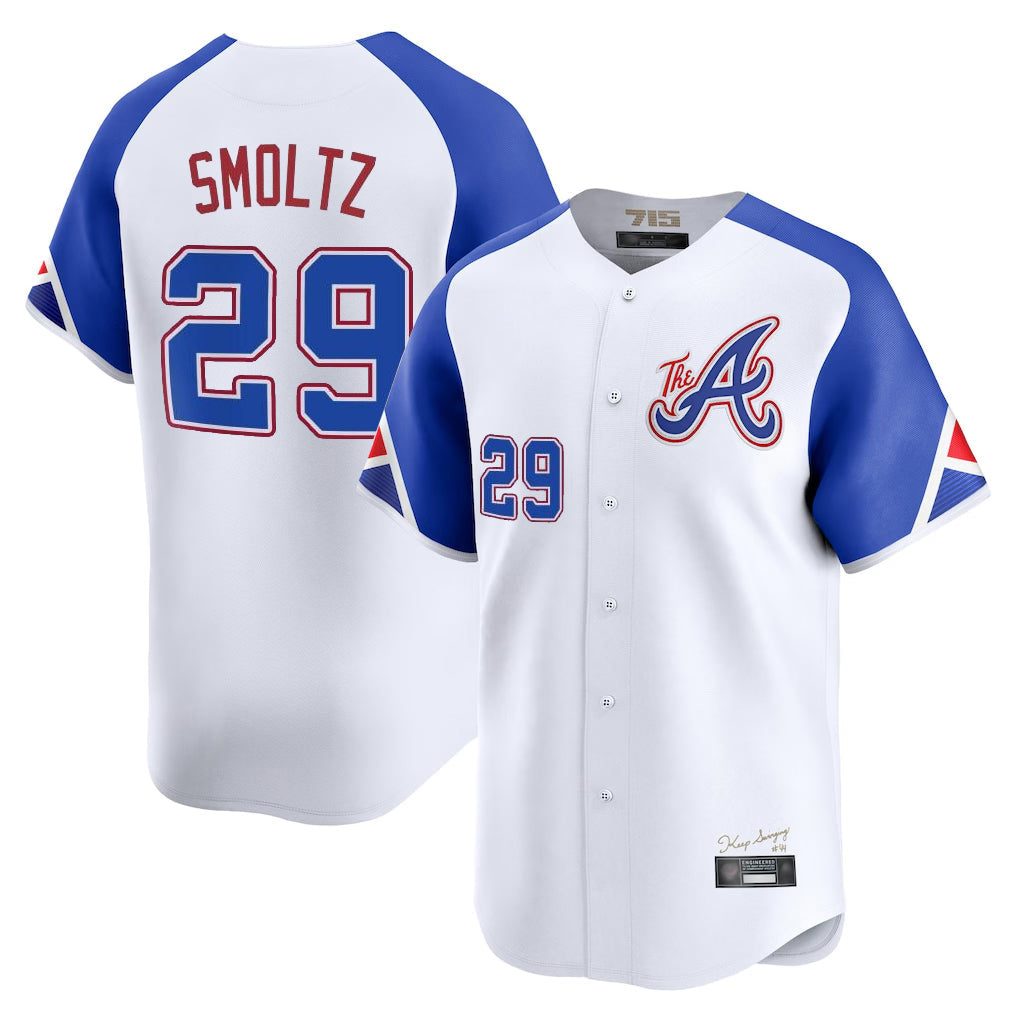 Atlanta Braves #29 John Smoltz Player White City Connect Limited Home Game Stitched Baseball Jersey