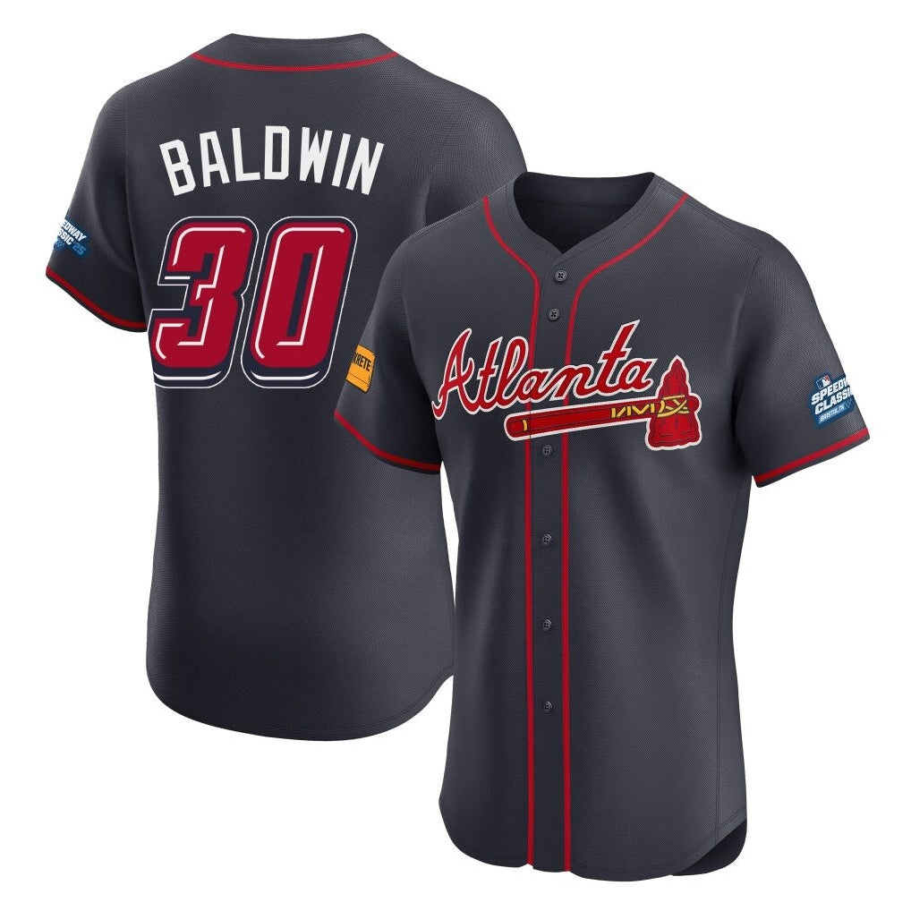 Atlanta Braves #30 Drake Baldwin Player Navy 2025 Speedway Classic Limited Elite Home Game Stitched Baseball Jersey