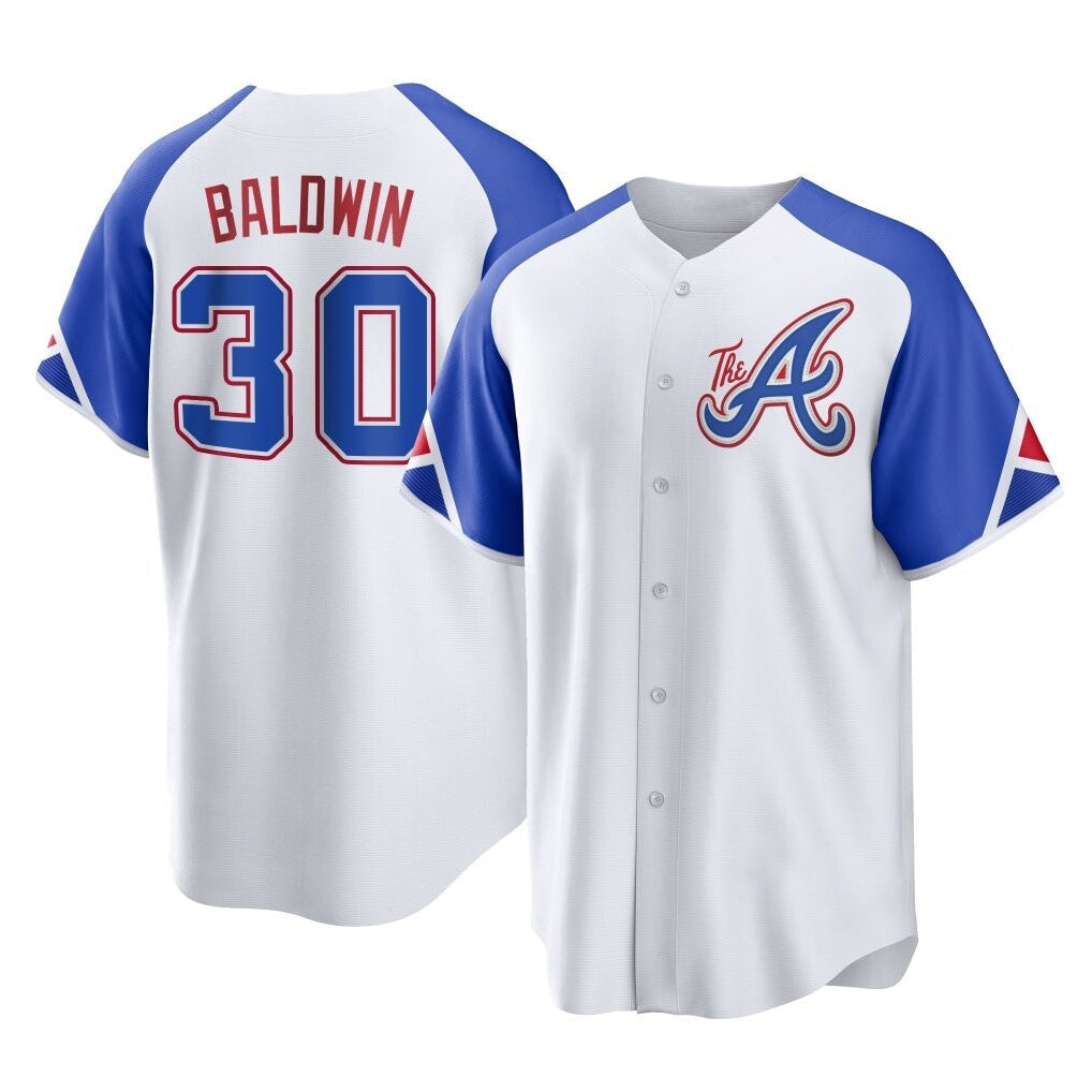 Atlanta Braves #30 Drake Baldwin Player White City Connect Home Game Stitched Baseball Jersey