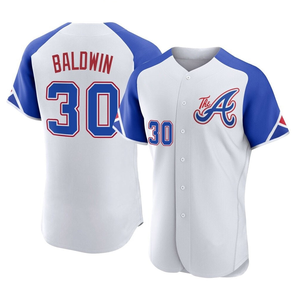 Atlanta Braves #30 Drake Baldwin Player White City Connect Limited Elite Home Game Stitched Baseball Jersey