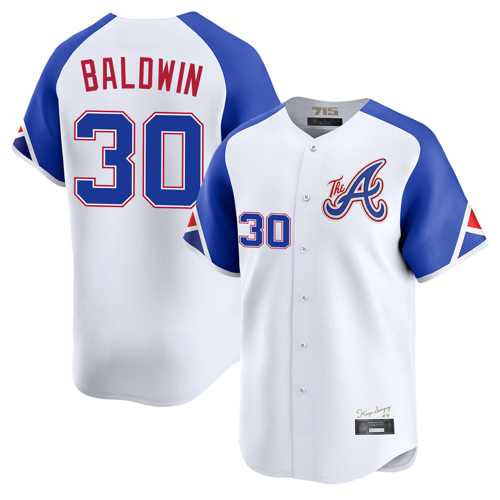 Atlanta Braves #30 Drake Baldwin Player White City Connect Limited Home Game Stitched Baseball Jersey