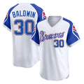 Atlanta Braves #30 Drake Baldwin Player White Throwback Cooperstown Collection T-shirt Game Stitched Baseball Jersey