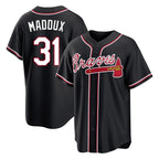 Atlanta Braves #31 Greg Maddux Player Black Fashion Out Game Stitched Baseball Jersey