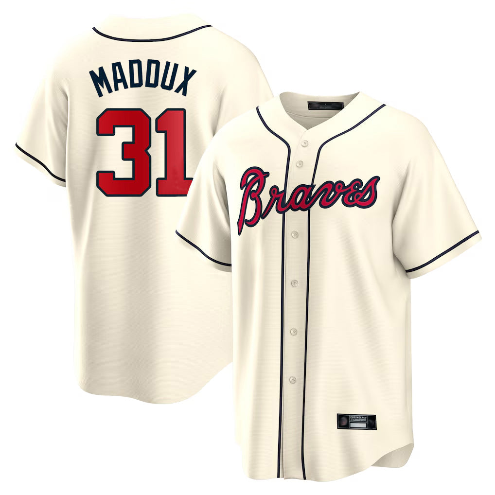 Atlanta Braves #31 Greg Maddux Player Cream Home Game Stitched Baseball Jersey