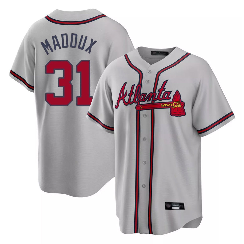Atlanta Braves #31 Greg Maddux Player Gray Home Game Stitched Baseball Jersey