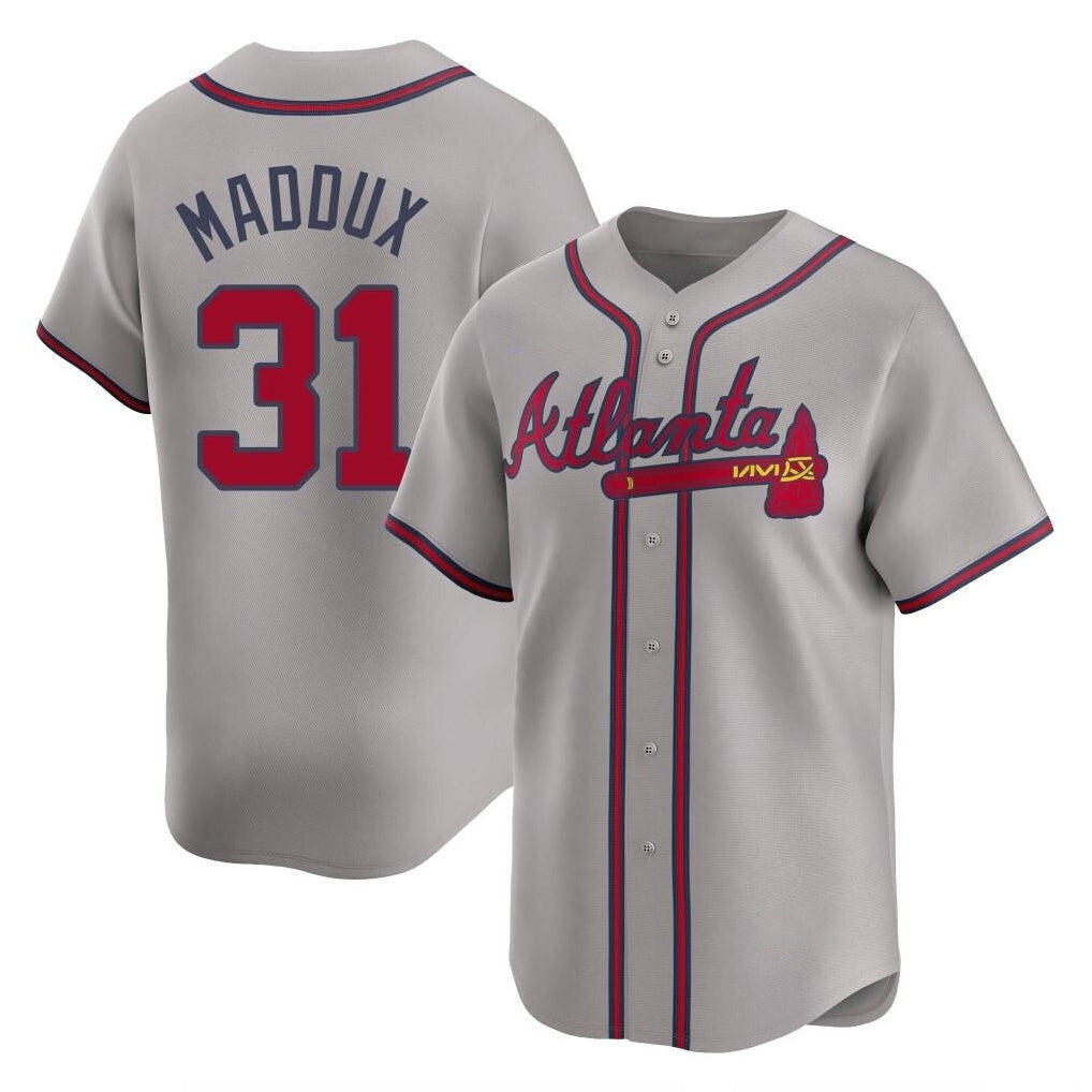 Atlanta Braves #31 Greg Maddux Player Gray Limited Home Game Stitched Baseball Jersey