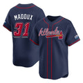 Atlanta Braves #31 Greg Maddux Player Navy 2025 Speedway Classic Home Game Stitched Baseball Jersey