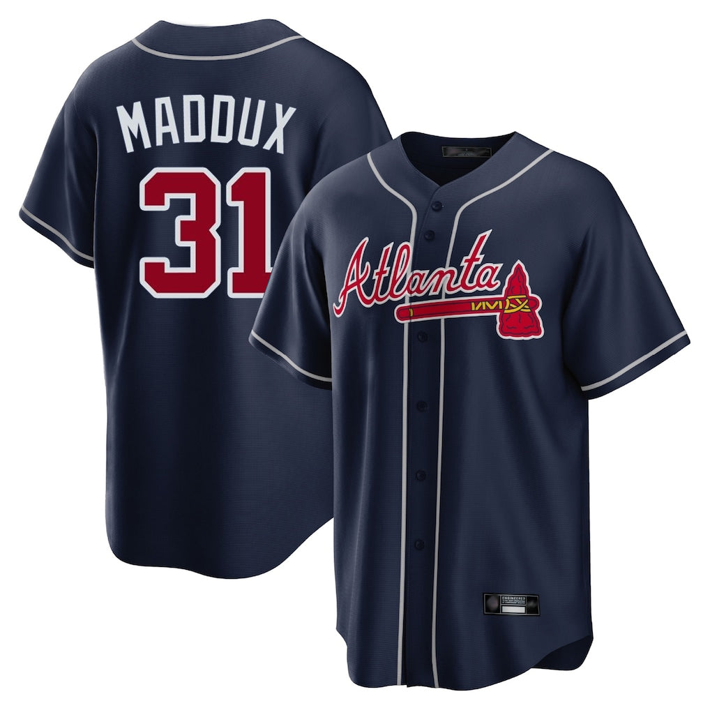 Atlanta Braves #31 Greg Maddux Player Navy Home Game Stitched Baseball Jersey