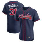 Atlanta Braves #31 Greg Maddux Player Navy Limited Elite Home Game Stitched Baseball Jersey