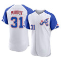 Atlanta Braves #31 Greg Maddux Player White City Connect Limited Elite Home Game Stitched Baseball Jersey
