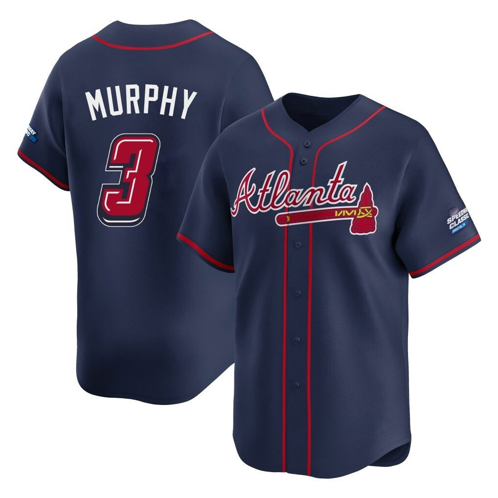 Atlanta Braves #3 Dale Murphy Player Navy 2025 Speedway Classic Home Game Stitched Baseball Jersey