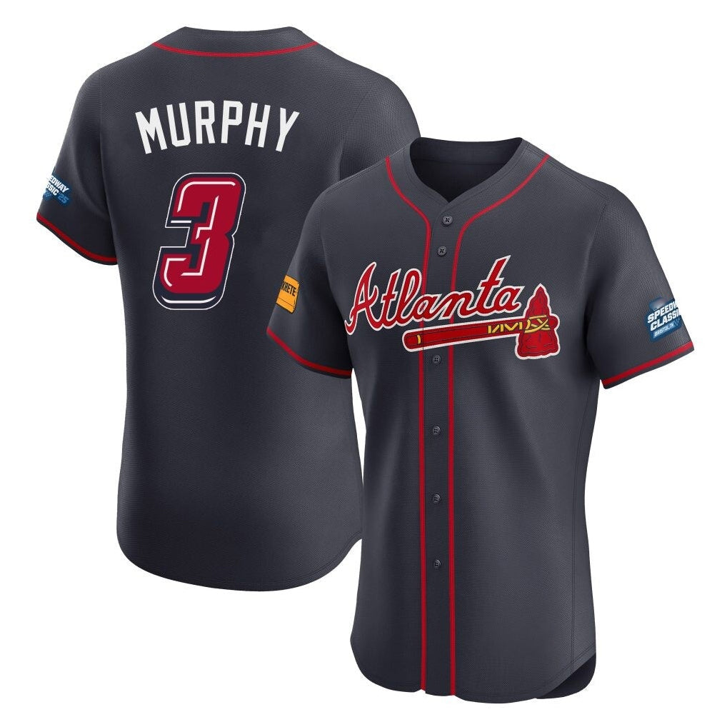 Atlanta Braves #3 Dale Murphy Player Navy 2025 Speedway Classic Limited Elite Home Game Stitched Baseball Jersey