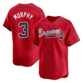 Atlanta Braves #3 Dale Murphy Player Red Limited Home Game Stitched Baseball Jersey