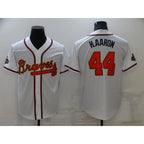 Atlanta Braves #44 Hank Aaron 2022 White Gold World Series Champions Program Cool Base Stitched Baseball Jersey