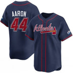 Atlanta Braves #44 Hank Aaron Navy 2025 Speedway Classic Alternate Limited Stitched Baseball Jersey