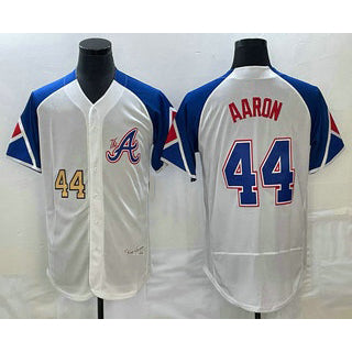 Atlanta Braves #44 Hank Aaron Number White 2023 City Connect Flex Base Stitched Baseball Jersey