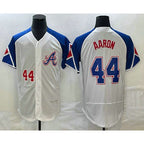 Atlanta Braves #44 Hank Aaron Number White 2023 City Connect Flex Base Stitched Baseball Jersey