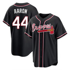 Atlanta Braves #44 Hank Aaron Player Black Fashion Out Game Stitched Baseball Jersey