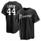 Atlanta Braves #44 Hank Aaron Player Black Home Game Stitched Baseball Jersey