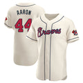 Atlanta Braves #44 Hank Aaron Player Cream Limited Elite Home Game Stitched Baseball Jersey