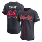 Atlanta Braves #44 Hank Aaron Player Navy 2025 Speedway Classic Limited Elite Home Game Stitched Baseball Jersey