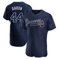 Atlanta Braves #44 Hank Aaron Player Navy Alternate Limited Elite Home Game Stitched Baseball Jersey
