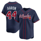 Atlanta Braves #44 Hank Aaron Player Navy Limited Home Game Stitched Baseball Jersey